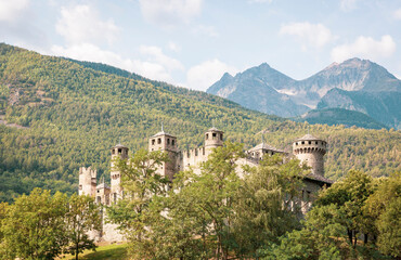 Fototapeta na wymiar the medieval castle of Fénis, Aosta Valley, Italy