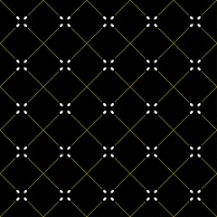 Seamless geometric pattern - gold mesh with white beads.