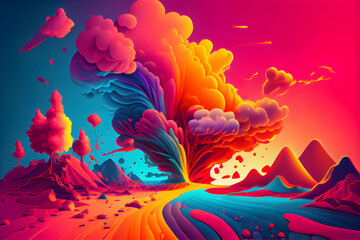Abstract colourful background with explosion effect. AI Generative