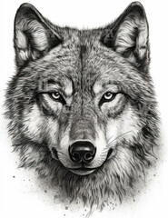 Fototapeta premium Wolf Face Illustration, Sketch, Majestic, Graphical Resource, Logo, T Shirt, Graphic Design. Generative AI
