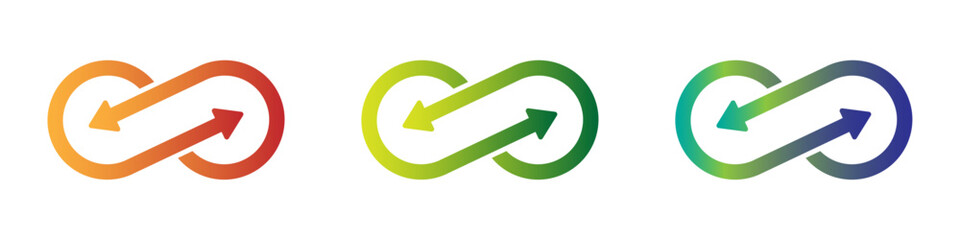 Infinite sign gradient vector icons set. Synergy icons