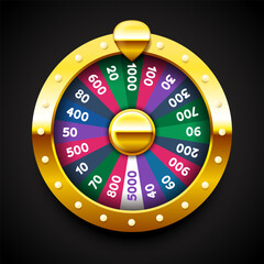 Wheel of Fortune. Wheel of fortune with golden frame. Vector clipart.