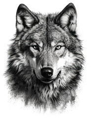 Wolf Face Illustration, Sketch, Majestic, Graphical Resource, Logo, T Shirt, Graphic Design. Generative AI