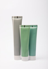  Tube of toothpaste isolated on white background. Close-up. Prevention of dental plaque and caries. Fresh breath. Dentistry concept. Oral care.