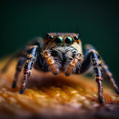 Macro wildlife spider. Beautiful insect with details in nature. Generative AI.