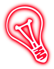 Red Glowing Neon Lightbulb