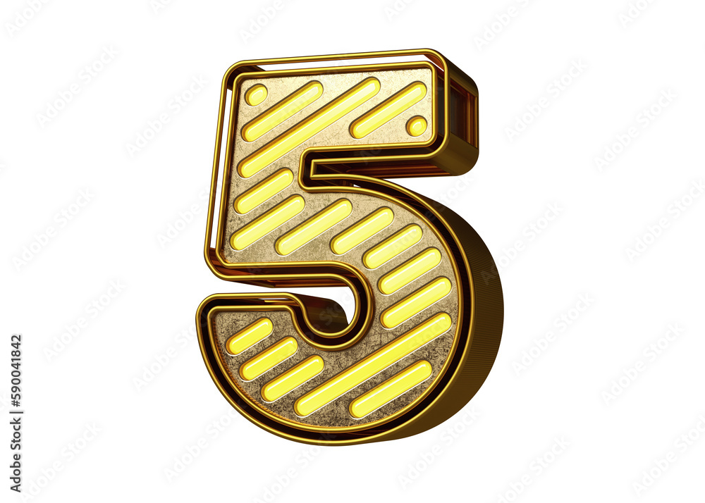 Poster modern retro font digit number 5. flashing lettering for the creation of titles, ad headers and eye-