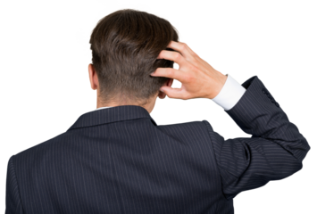 Portrait of a Businessman Scratching his Head, Back View