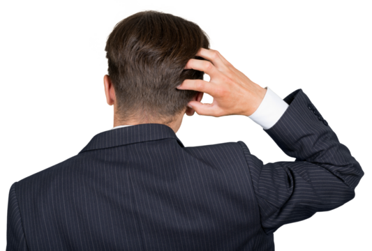 Portrait of a Businessman Scratching his Head, Back View