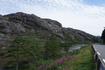 Fototapeta premium Felsenlanschaft in Norwegen mit Ausblick