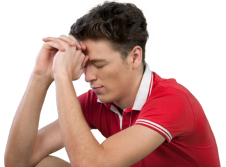 Young man appearing upset or deep in thought