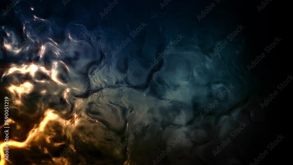 Poster glowing blue or cyan and yellow bio forms lay bokeh background - loop video