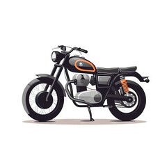 Fototapeta na wymiar a black and orange motorcycle is shown on a white background with a shadow of the motorcycle on the ground and a white background with a shadow of the motorcycle. generative ai