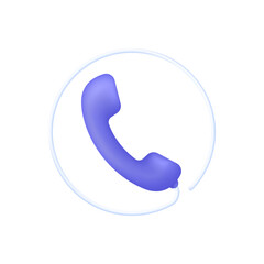 3D Phone handset icon. Call center icon. Concept of talking with service call support hotline and call center.