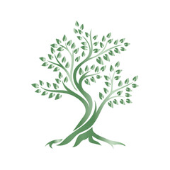 Decorative green tree vector art illustration.