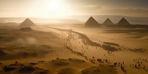 The Exodus from Egypt, wide. Generative AI - obrazy, fototapety, plakaty