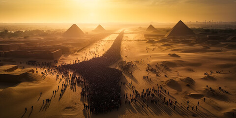 The Exodus from Egypt, wide. Generative AI - obrazy, fototapety, plakaty