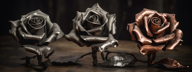 mechanical, rose, metal, steel, flower, love, roses, flowers, decoration, nature, dried, isolated, beauty, bouquet, valentine, pink, dry, floral, romance, blossom, food, generative ai