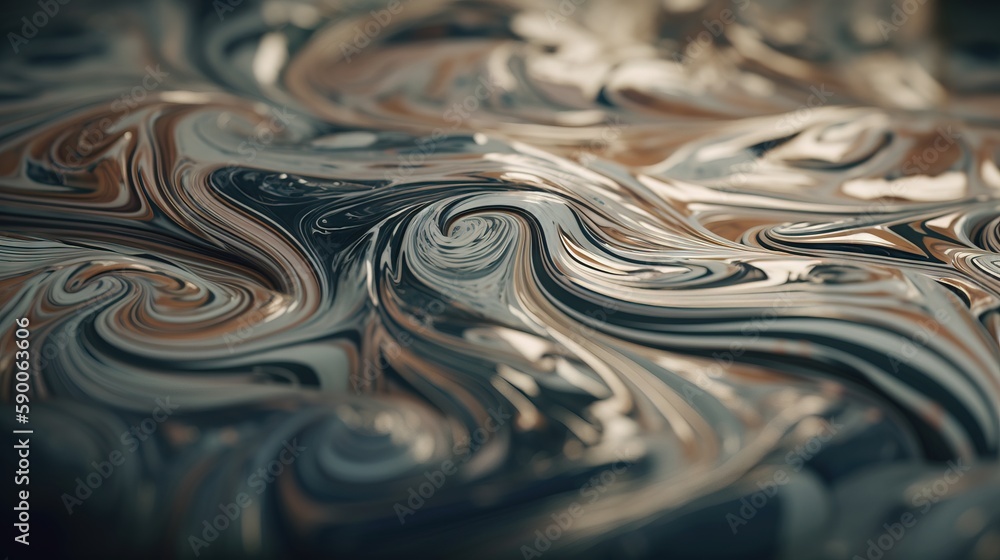 Poster a close up of a marbled surface with a brown and black swirl pattern on it's surface and a black bac