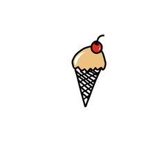 Ice Cream With Hand Drawn Or Doodle Style 