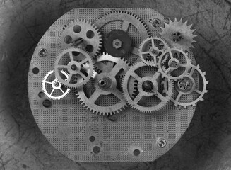 clockwork iron gears isolated on white background