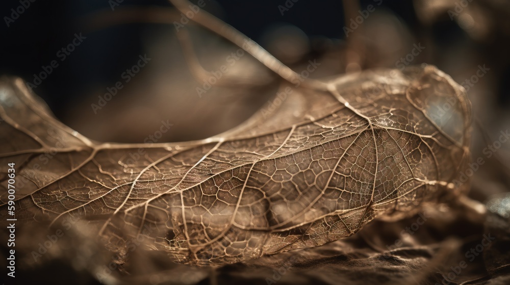 Poster a close up of a leaf with a blurry back drop of water in the middle of the image and a blurry back d