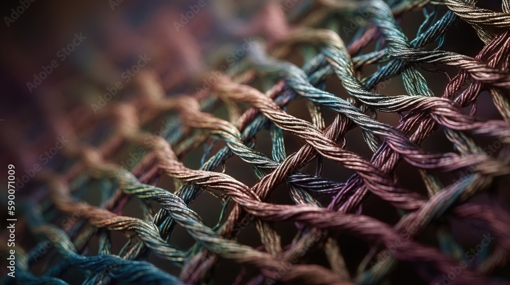 Poster a close up of a piece of cloth with a pattern on the side of it and a blurry background of the fabri