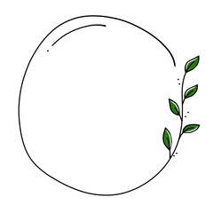 Circle frame with leaves, minimal style