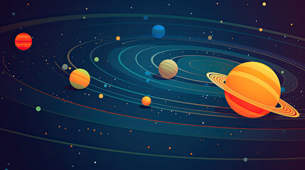 abstract space background with planets and solar system from colored paper. Generative AI