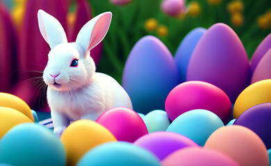 easter bunny and easter eggs
