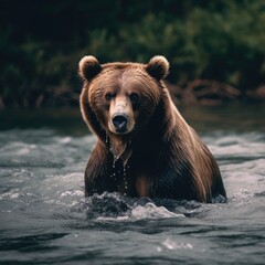 Fototapeta na wymiar bear, animal, brown, water, 