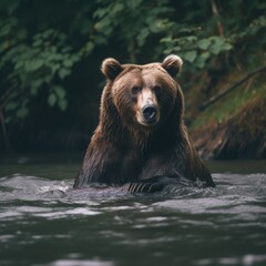 bear, animal, brown, water, 
