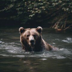 Obraz na płótnie Canvas bear, animal, brown, water, 