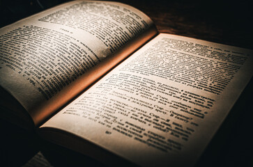 Old open book on the table