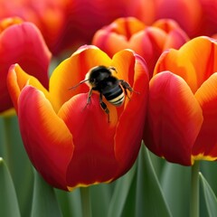 flower, bee, insect, nature, yellow, macro