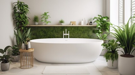Naklejka na ściany i meble Modern Bathroom Interior Sink Cozy Beautiful Decoration Stylish Design Generative AI