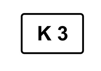 Illustration eines Kreisstraßenschildes der K 3 in Deutschland	