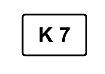 Illustration eines Kreisstraßenschildes der K 7 in Deutschland	