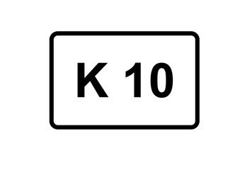 Illustration eines Kreisstraßenschildes der K 10 in Deutschland	