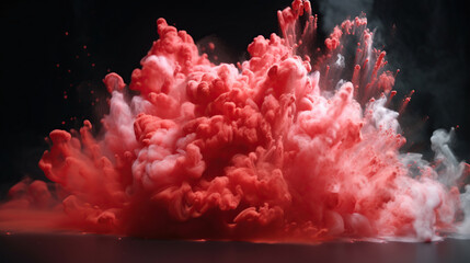 Explosion of colored powder on black background. generative ai