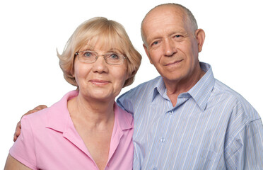Portrait of happy senior couple smiling at home