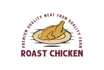 Vintage Retro Roast Grill Turkey Chicken Meat for Thanksgiving Logo Design