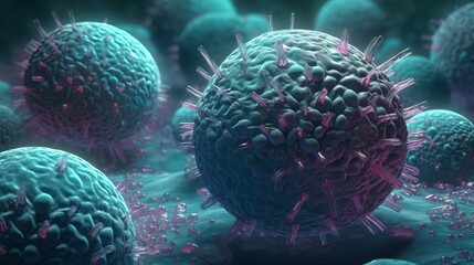 Obraz premium Virus Cells. Generative AI