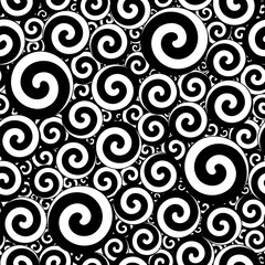 Obraz premium Seamless pattern with black and white swirls. Color vector background.