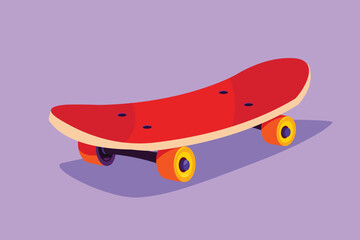 Character flat drawing old retro skateboard logo, label, icon, flyer, sticker, symbol. Hipster extreme classic long board sport. Young teenager lifestyle activity. Cartoon design vector illustration