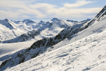 Fototapeta na wymiar Winter view of Pirin Mountain from Todorka peak, Bulgaria