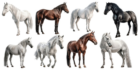 Horse set over png background created with Ai