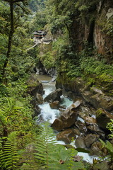 Naklejka na ściany i meble Waterfall Pailon del Diablo on Rio Verde at Banos, Tungurahua Province, Ecuador, South America 