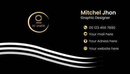 corporate minimal  modern cretive business card design with golden ,white and black
