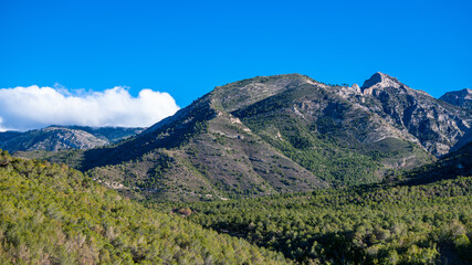 Beautiful travel destination of a southern Spain. The Sierras de Tejeda, Almijara and Alhama Mountains.